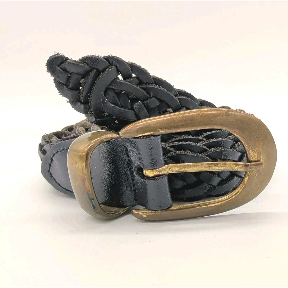 Vtg Capezio Argentina Braided Belt Womens Small Waist Navy Blue Genuine Leather